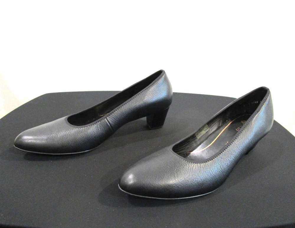 NWOB Ara Kelly Black Leather Mid Heel Pumps Shoes Women Sz 9.5 US/41 EU